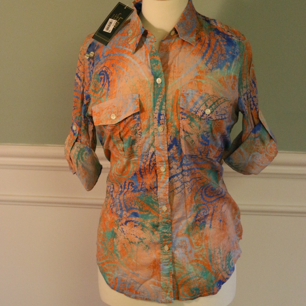 Ralph Lauren button up floral blouse.NWT M